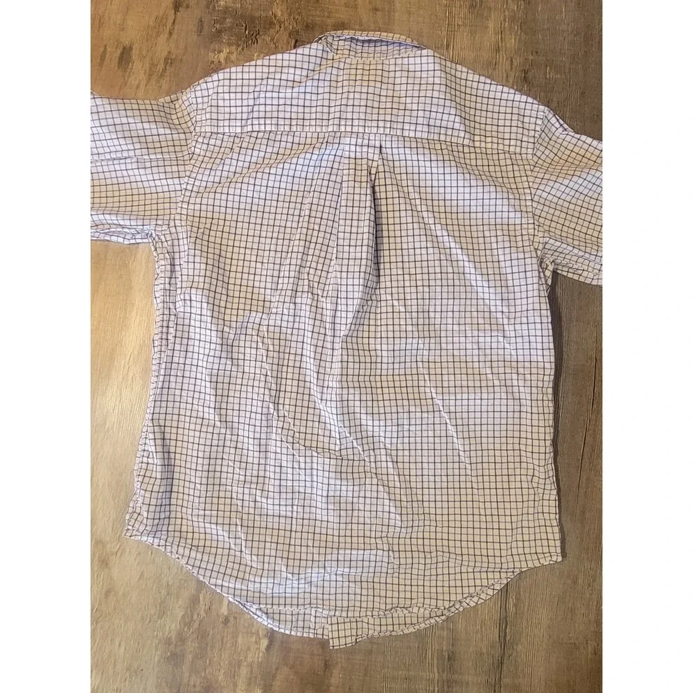 Ralph Lauren Boys Blue White Tattersall Check Button Down Shirt M 10-12 Cotton